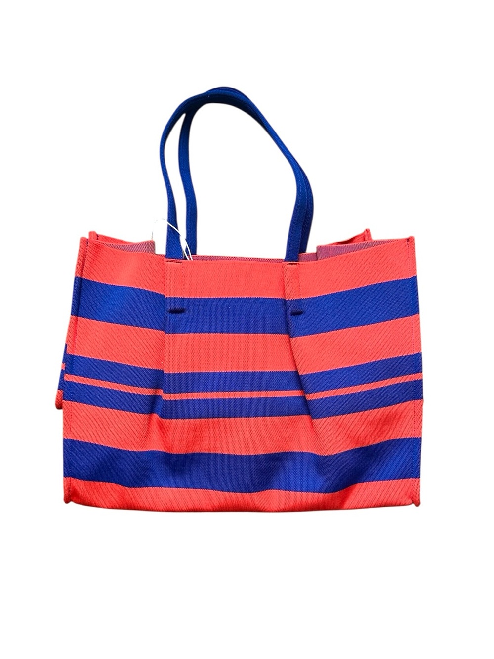COS Striped Coral and Blue Market Tote Bag Large NWT